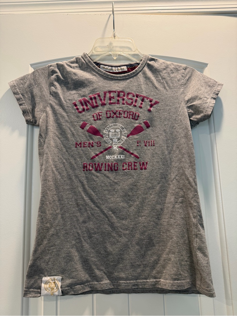 University of Oxford Official Rowing Crew Graphic T-Shirt Gray Size Small